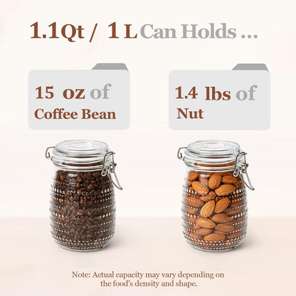 ComSaf 0.5 Gallon / 3 Pack Wide Mouth Glass Jars with Airtight Lids,Large Airtight Food Storage Containers for Pantry, Heavy-Duty Canister Set for Flour, Sugar, Cereal, Cookies, and Pet Food