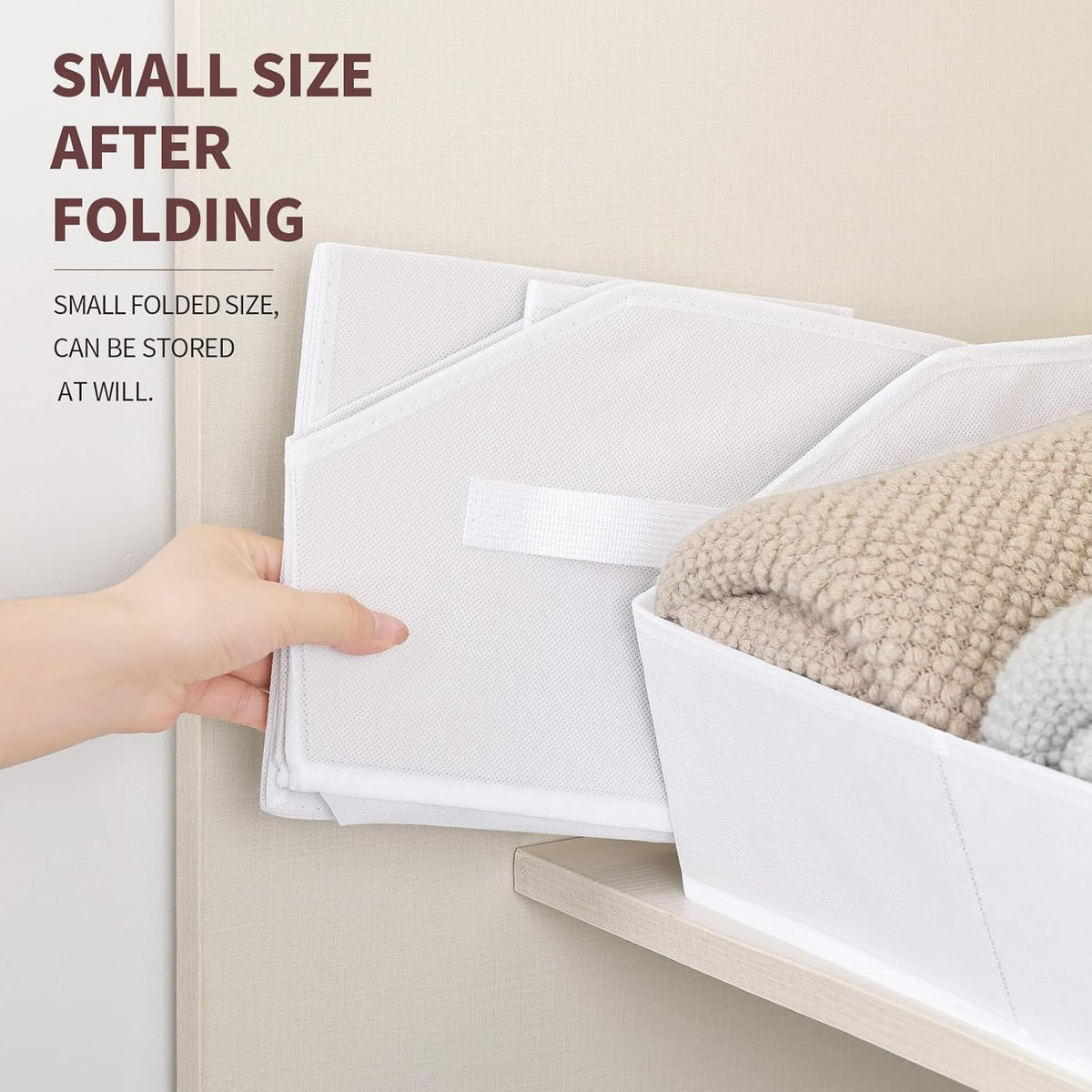 Homsorout Closet Organizers Bins 6 Packs - Large Closet Shelf Organizer with Handles, Fabric Trapezoid Storage Bins, Collapsible Storage Cubes for Clothes, Towels, Light Gray