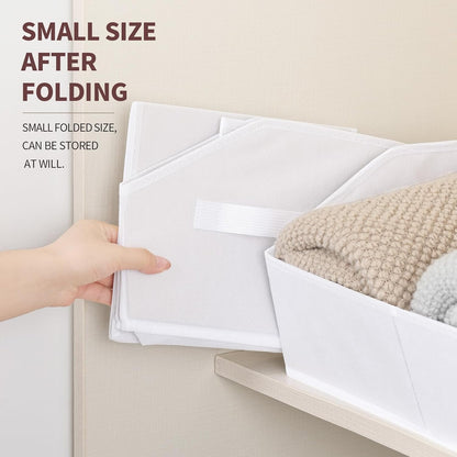 Homsorout Closet Organizers Bins 6 Packs - Large Closet Shelf Organizer with Handles, Fabric Trapezoid Storage Bins, Collapsible Storage Cubes for Clothes, Towels, Light Gray
