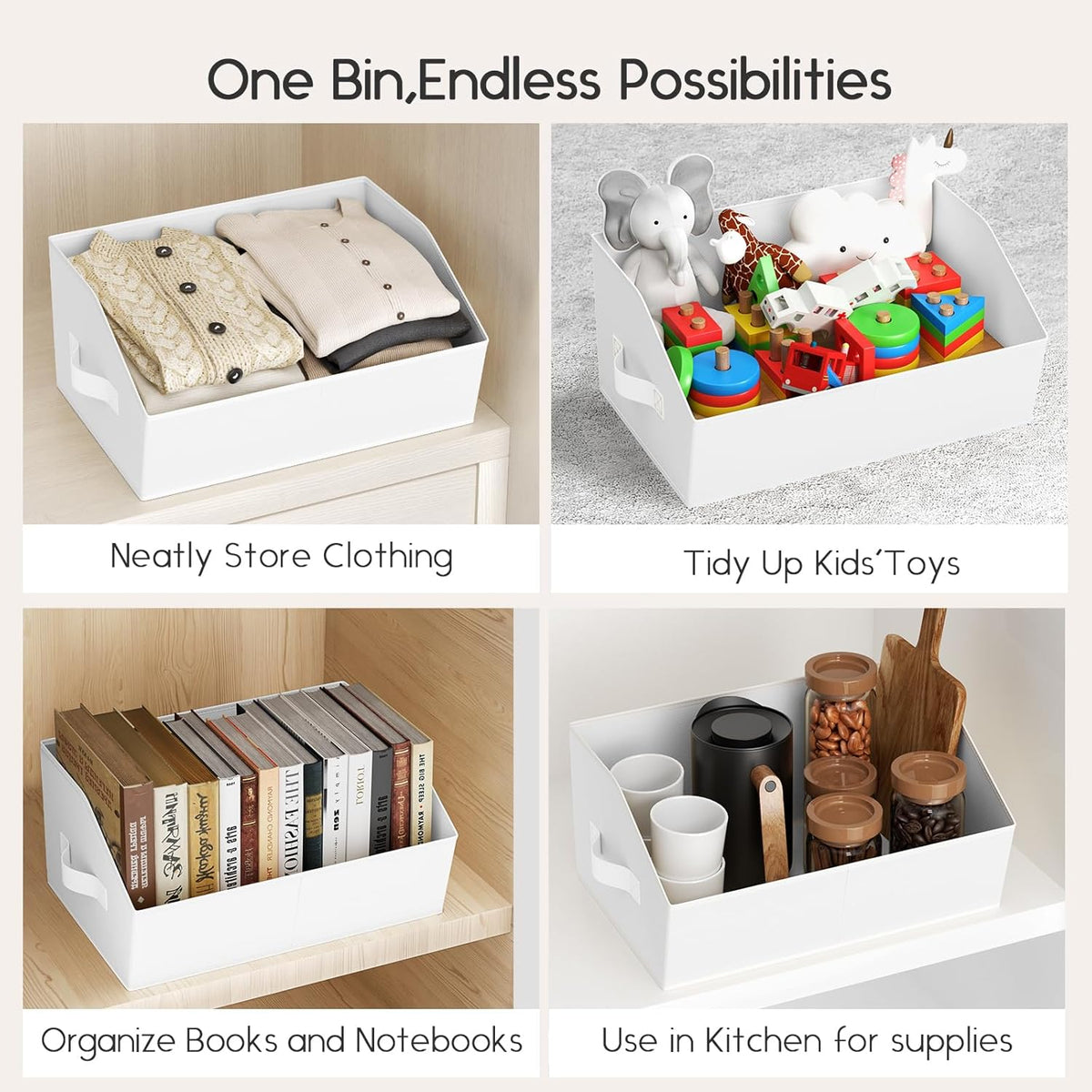 Homsorout Large Closet Organizers and Storage Bins - Trapezoid Storage Baskets for Shelves, Foldable Fabric Baskets with Handles Ideal for Closet, Basket, Wardrobe and Shelf Storage, Beige