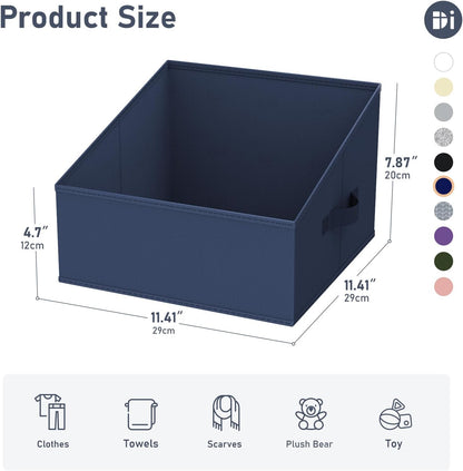 DIMJ Closet Storage Bins - Fabric Storage Baskets for Shelves, Collapsible Closet Organizers and Storage with Handles, Trapezoid Shelf Organization Storage Cubes for Purse, Toys, Books, Towel, Socks