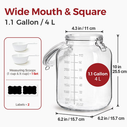 34oz 6 Pack Glass Jars with Airtight Lids - Round Food Storage Canisters for Pantry Organization, Ideal for Sugar, Cookies, Candy, Coffee, Nuts & Dry Goods | Thick Glass,BPA-Free