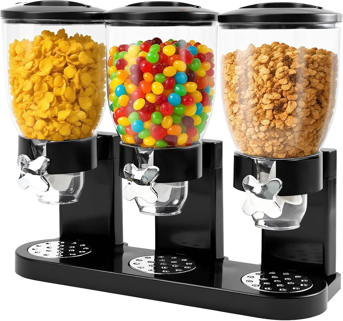 Triple Cereal Dispenser Countertop 2L, Airtight Cereal Containers Storage, Large Capacity Total 6L for Kitchen Pantry, Rotating Dry Food Dispenser for Candy, Nut, Coffee Beans, White