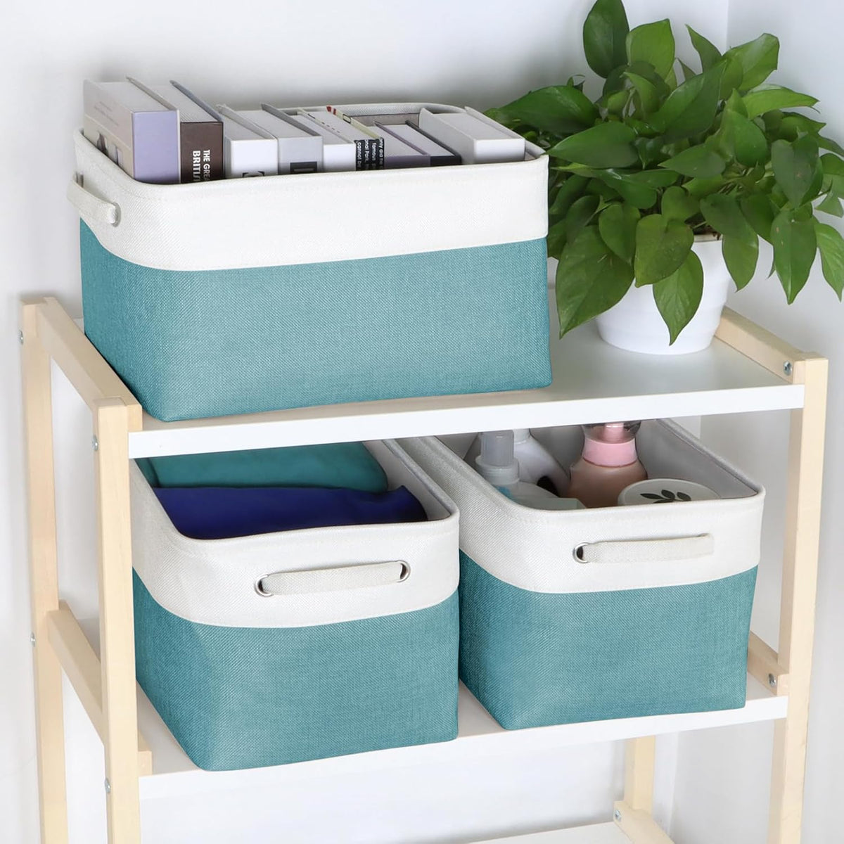 Foldable Storage Bin Collapsible Basket 12" x 10" x 9.5" Cube Storage Organizer Bins with Dual Carry Handles for Home Closet Shelves Drawers Organizer, Set of 3, Grey