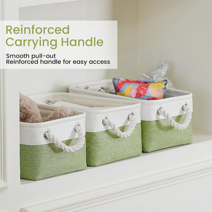 Large Storage Baskets- 15.7x11.8x8.26 inch Storage Bins for Shelves and Closet Organizing, Foldable Fabric Bin for Home Organization Clothes and Laundry (3-Pack, White&Khaki)