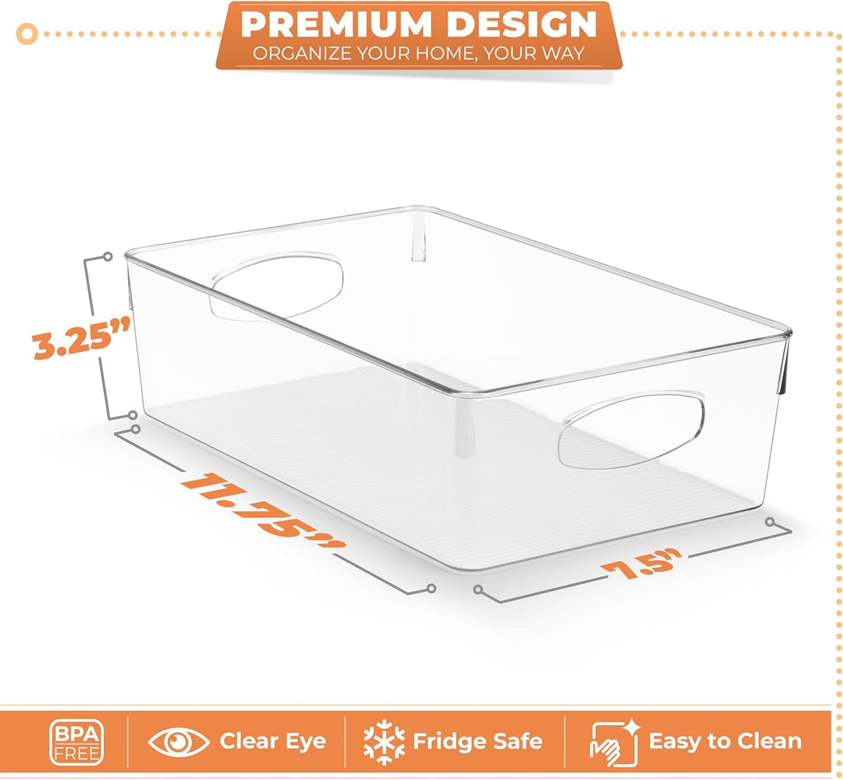 Sorbus Small Clear Plastic Storage Bins for Organizing, Clear Organizer Bins with Handles, Plastic Storage Bins for Closet, Pantry, Fridge, Medicine Cabinet Organizer, Shelves, Freezer, Drawer