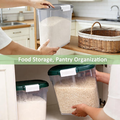 Large Rice Storage Container 15-20 Lbs, Tall Flour Container with Scoop + Cup - Slim Dry Food Storage Bin for Cereal, Sugar, Beans, Pet Dog Cat Food Container - Kitchen and Pantry Storage Organization