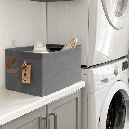 CHICVITA Large Storage Baskets for Shelves, Fabric Storage Bins with Metal Frame, Closet Organizers and Storage Boxes for Clothes Toy, Beige