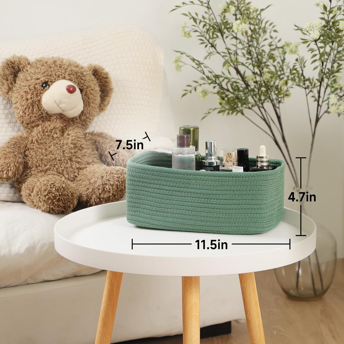 MiniArk Small Storage Baskets for Organizing | Closet Organizer Bins | Shelf Toy Basket | Woven Rope Baskets | Cube Decorative Box | Shallow Basket | L11.5xW7.5xH4.7| Brown