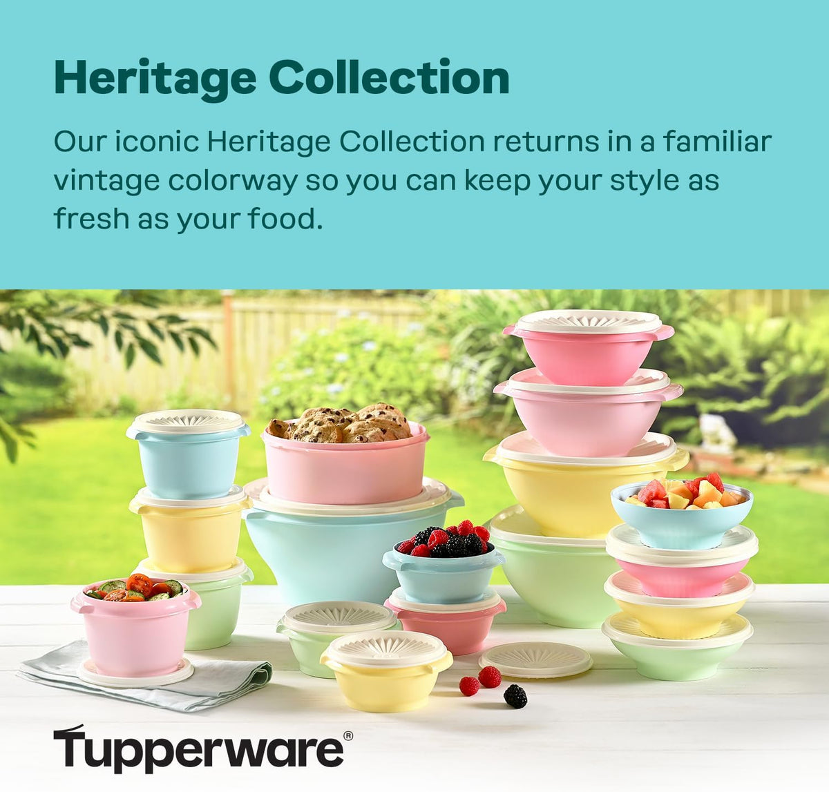Tupperware Heritage Collection, New Food Storage Container Set in Vintage Pink, Dishwasher Safe and BPA Free (18 containers, 18 lids)