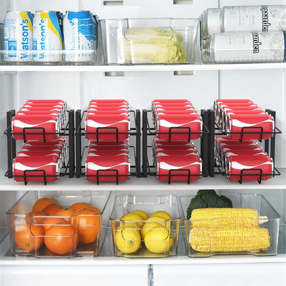 MOOACE 4 Pack Can Rack Organizer, 2 Tier Kitchen Canned Food Storage Dispenser Holds up to 40, Can Organizer for Cabinet Pantry Refrigerator Countertop, Black
