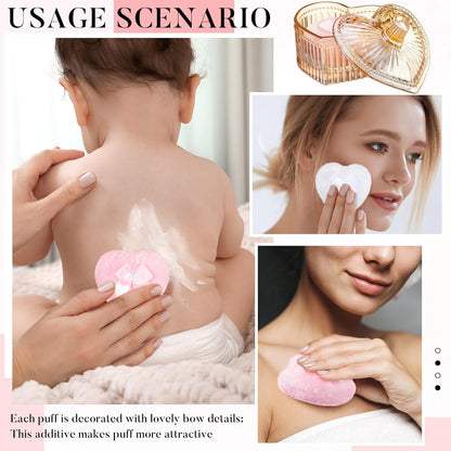 Tioncy 3 Pcs Large Body Powder Puff and Container Valentine's Day gift Powder Container with Puff Crystal Case Soft Washable Reusable Velour Face Body Glitter Wet Dry Makeup (Classic,Clear)
