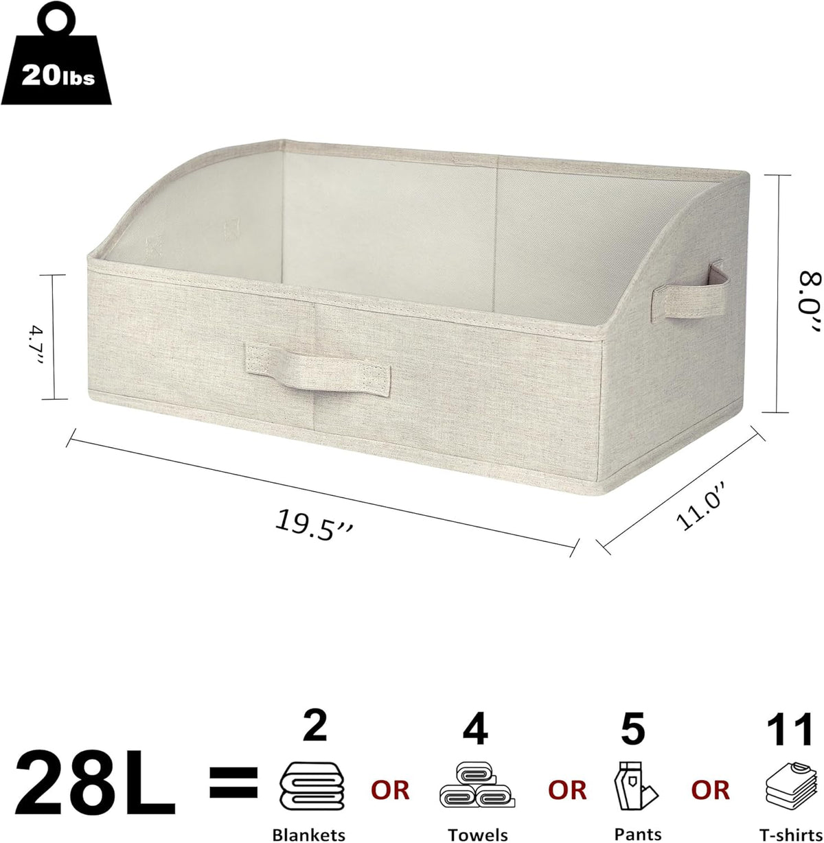WUIKE Closet Organizers and Storage, Trapezoid Storage Bins, Fabric Closet Bins with Handles, Foldable Storage Baskets for Clothes, Purse, Blanket, Herringbone Gray, Extra Large