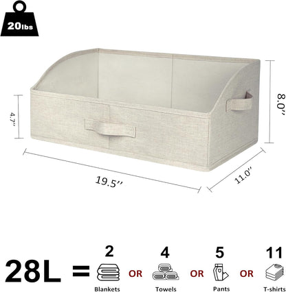 WUIKE Closet Organizers and Storage, Trapezoid Storage Bins, Fabric Closet Bins with Handles, Foldable Storage Baskets for Clothes, Purse, Blanket, Herringbone Gray, Extra Large