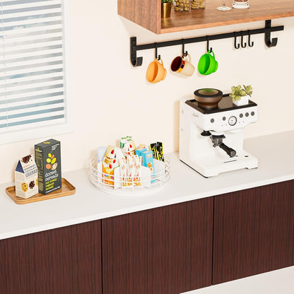 Snack Organizer - Versatile Snack Storage 2 Tier Lazy Susan with Convenient Grab-and-Go Design, Wood and Metal Snack Holder for Home, Office, Breakroom, 12.13" L x 12.13" W x 12.56" H