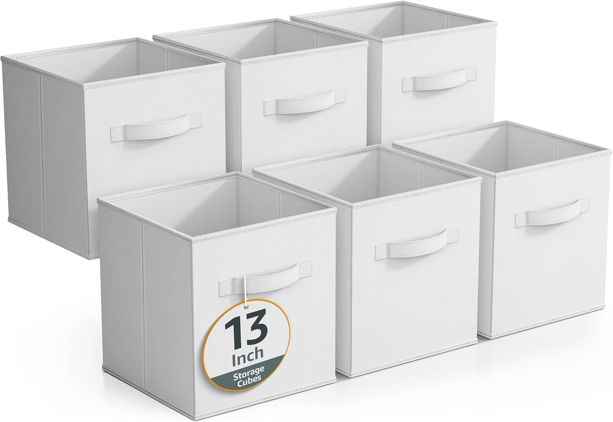 Sorbus Foldable Storage Cubes - 6 Fabric Baskets for Organizing Pantry, Closet, Shelf, Nursery, Playroom, Toy Box, Cubby -11 Inch Dual Handle Collapsible Closet Organizers and Storage Bins (Navy Blue)