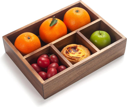 XIMISISE Tea Bag Holder, Acacia Wood Tea Bag Storage Organizer, Tea Candy Basket, Sugar Packet Organizer, Coffee Station Condiment Organizer