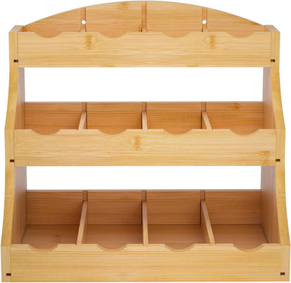 Bamboo Tea Bag Organizer, 3 Tier Vertical Tea Organizer, Tea Holder For Kitchen Island, Coffee Shop Or Office, Tea Storage With 12 Adjustable Partitions (Self-Assembly)