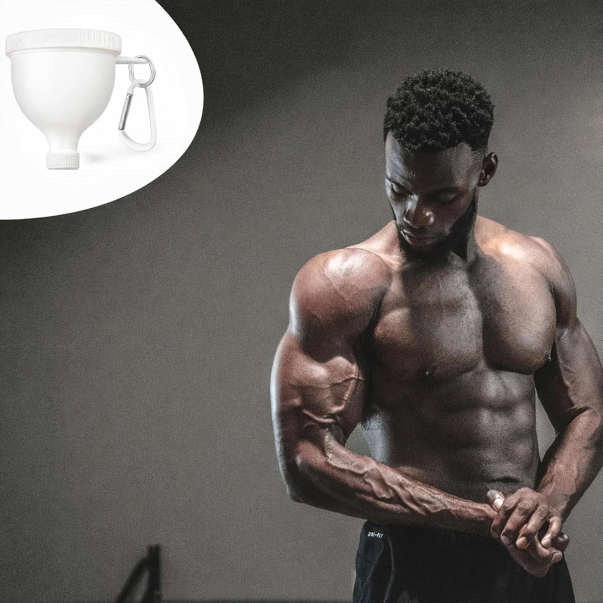 2 Pack Premium Protein Powder Containers - Portable Pre Workout and Protein Funnels for Filling Water Bottles, Shaker Bottles w/Protein Powder,with Sturdy Carabiners（50ml）