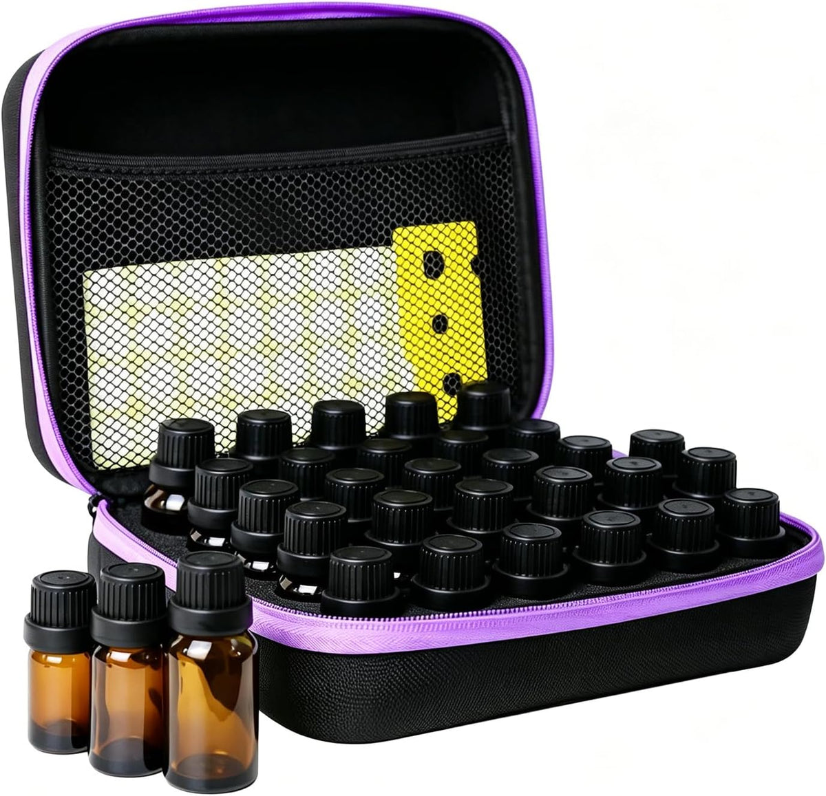 Essential Oil Storage Holder Organizer Carrying Case - 30 Bottles | Hard Shell Essential Oils Box Holds 5ml 10ml 15ml Bottle Travel Bag with Labels & Foam Insert for doTERRA & Young Living