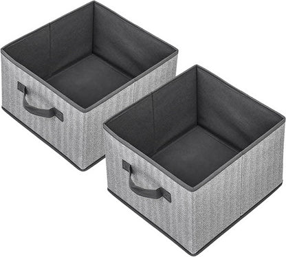 Storage Baskets, 11-Inch Woven Fabric Bins, Storage Cubes with Reinforced Handles, Organizer Bins for Closet Shelves, Foldable, for Toys, Clothes, Natural Beige (3PCS/Beige-11*11*7.8inch)