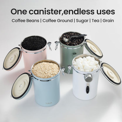 Veken Coffee Canister, 39OZ Large, Mothers Day Gifts For Women, Airtight Stainless Steel Food Storage Container for 2.2lbs Coffee Beans, Ground, Sugar, Tea, Flour, Cereal,Kitchen Bar Accessories,Cream