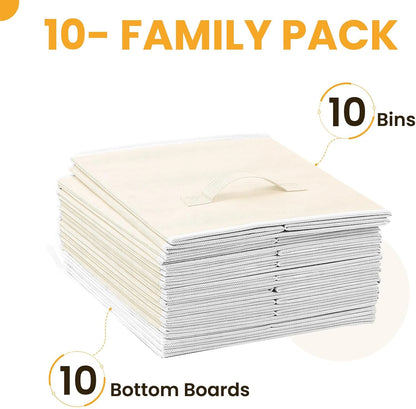 Criusia Large Storage Cubes, 13x13 Cube Storage Bins (Set of 10), Fabric Collapsible Storage Bins with Dual Handles, Foldable Cube Baskets for Shelf, Closet Organizers and Storage Box (Grey)