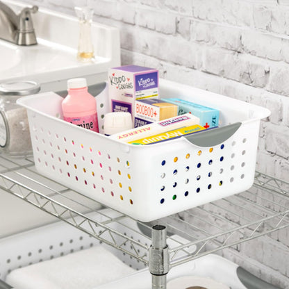 Sterilite 6-Pack Deep Ultra Basket, Open Top Plastic Storage Organizer, White - Classic Baskets for Organizing Countertops, Pantry Shelves, Kitchen Cabinets, Laundry Rooms or Home Offices