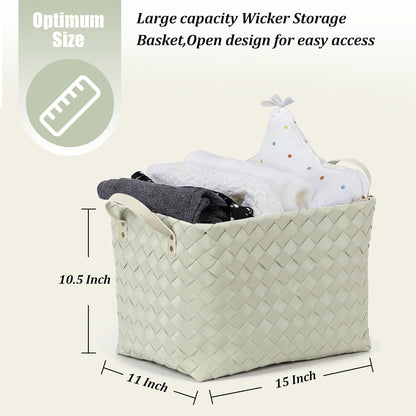 BROWNLILY Handwoven Clothes Basket Laundry Hampers Large Wicker Storage Baskets for Shelves Blankets Closet Storage Bins Car Bedroom Bathroom Organizers and Storage Bath (Pack of 4, Brown)