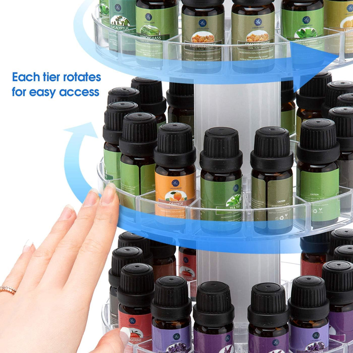 J JACKCUBE DESIGN Rotating Essential Oil Display Stand Spinning Rack for 75 Bottles(up to 120) Organizer 5 Tier Storage Holder -MK505A (5 Tier)