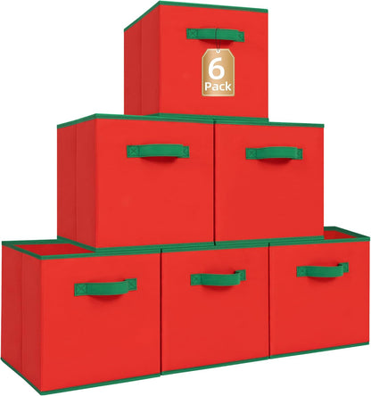 STORAGE MANIAC Storage Cubes, 11 Inch Durable 6 Pack Fabric Foldable Collapsible Bins with Handles for Organization, Closet, Shelves, Offices, Toys, Black