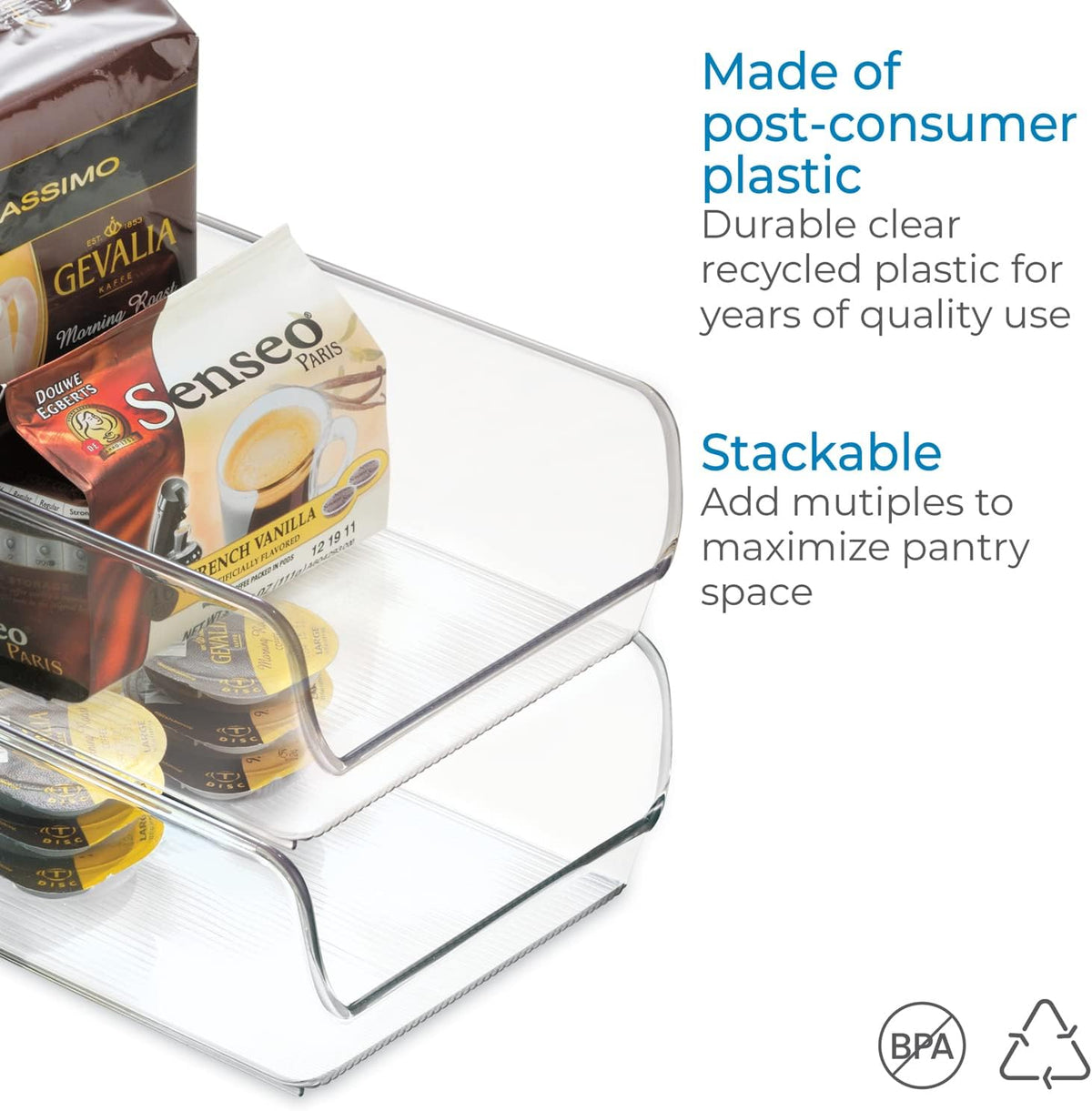 iDesign BPA-Free Plastic Freezer and Fridge Organization Bin for Kitchen, Fridge, Freezer, Pantry and Cabinet Organization, The Linus Collection – 11" x 7" x 3.5", Clear
