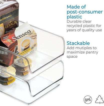 iDesign BPA-Free Plastic Freezer and Fridge Organization Bin for Kitchen, Fridge, Freezer, Pantry and Cabinet Organization, The Linus Collection – 11" x 7" x 3.5", Clear