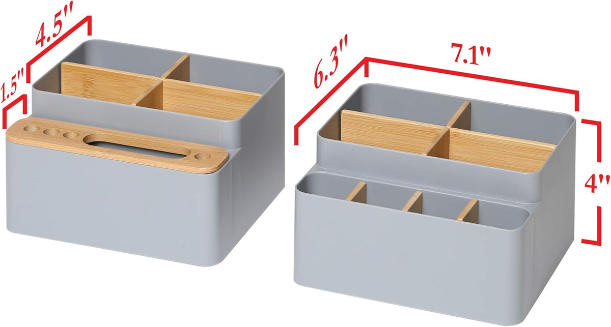 Seville Classics Bamboo Premium Organizer Storage Bins for Kitchen Silverware, Pantry, Closet, Office Desk, Pens, Utensils, Makeup, K Cup, Bamboo, Bag Holder Bin Set