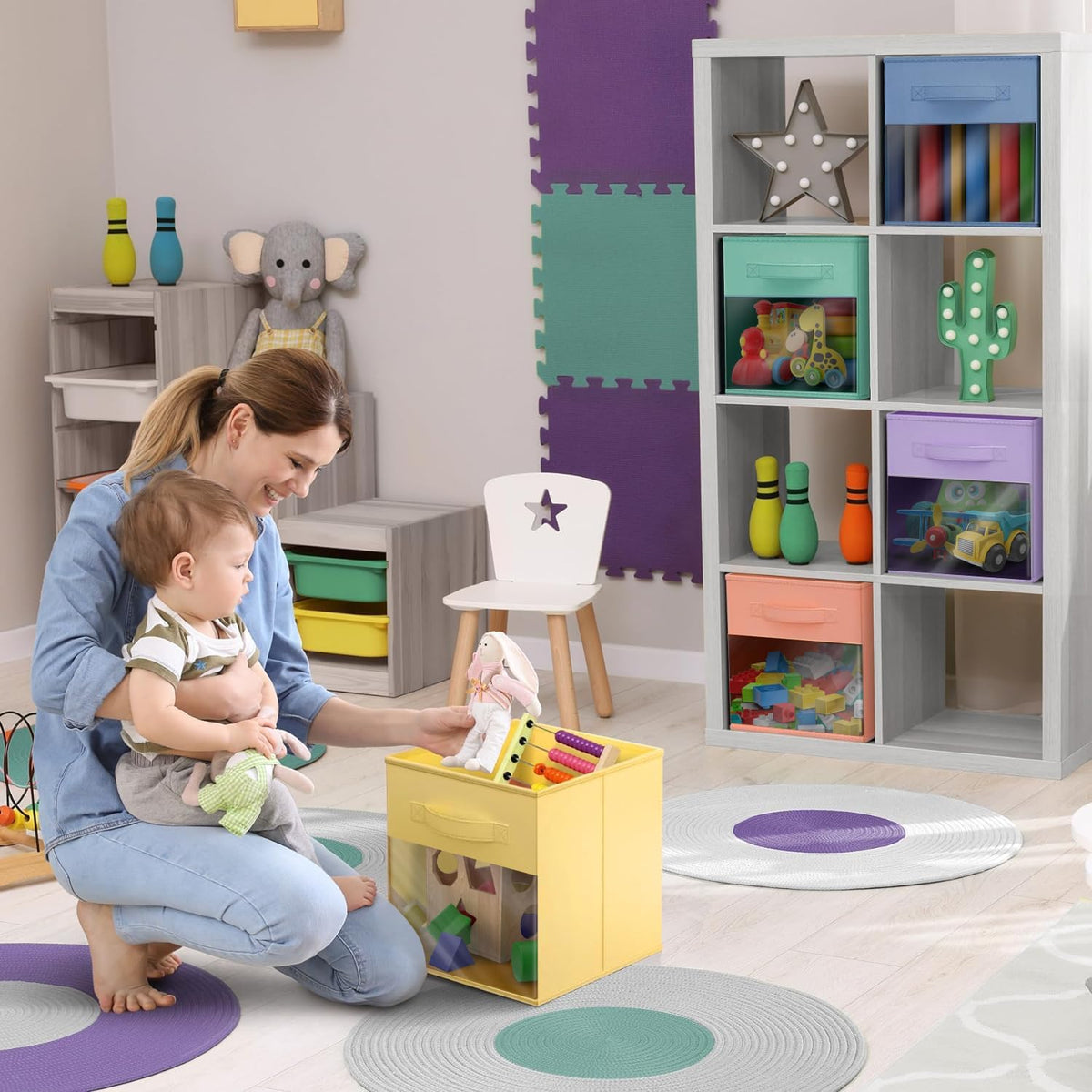 Sorbus Fabric Storage Cubes - 6 Foldable Storage Bins for Organizing Pantry, Cubbies, Toy Box - Clothes Storage & Closet Organizer - 13 Inch Collapsible Cube Baskets for Shelves with Handle