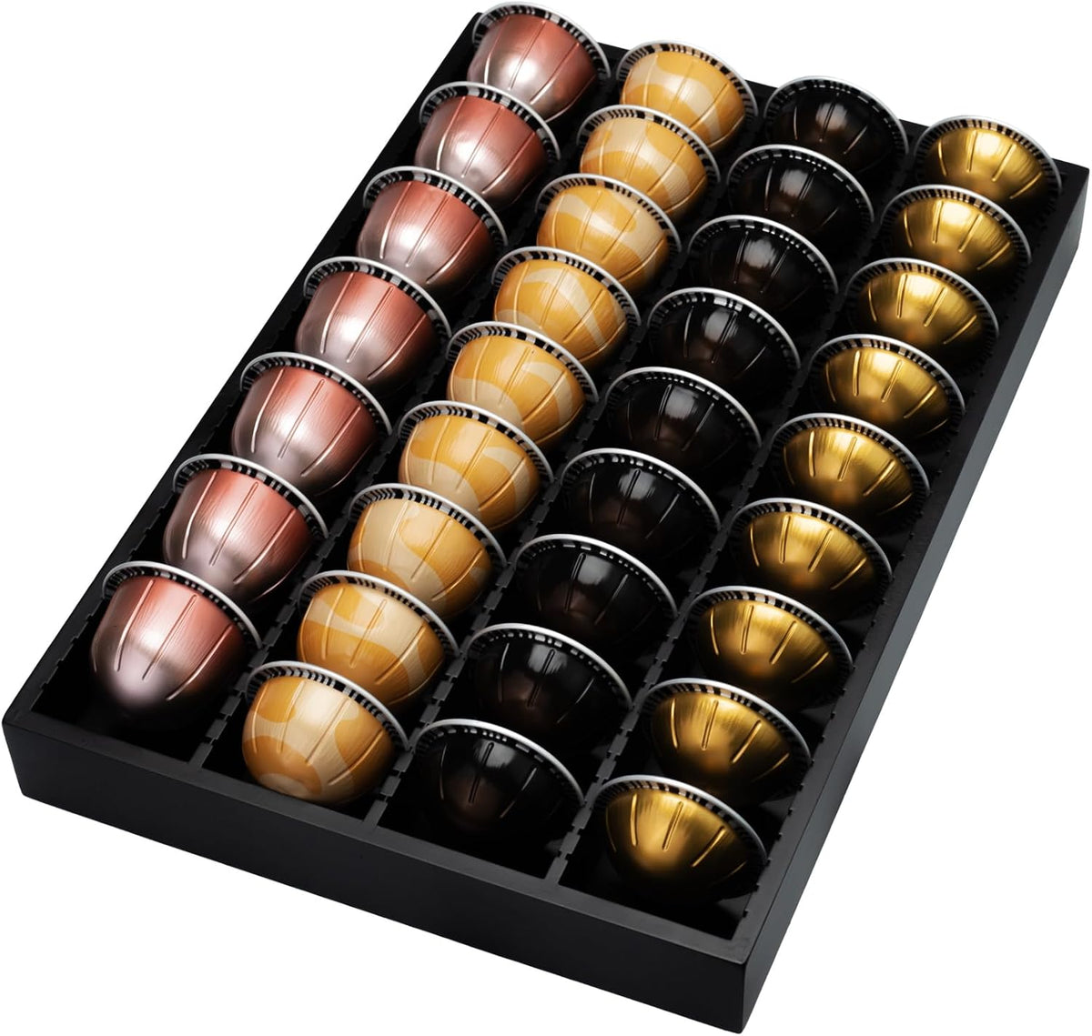 MinBoo Bamboo Coffee Pod Storage Holder Drawer Insert for Counter Compatible Nespresso Vertuo Vertuoline Capsules for Kitchen, Home, Office, Coffee Station