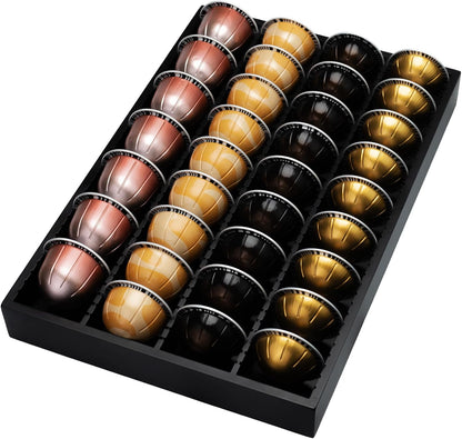 MinBoo Bamboo Coffee Pod Storage Holder Drawer Insert for Counter Compatible Nespresso Vertuo Vertuoline Capsules for Kitchen, Home, Office, Coffee Station