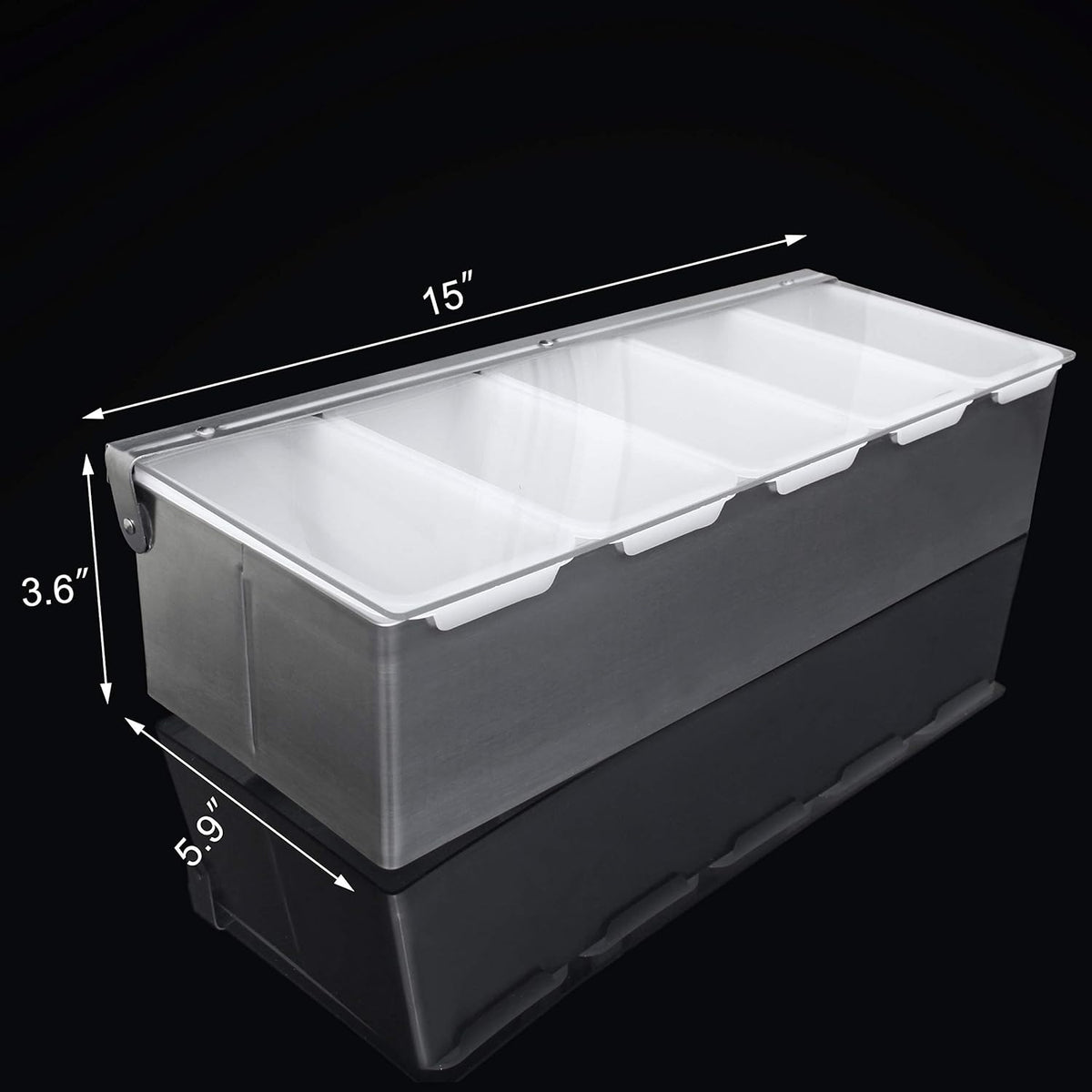 New Star Foodservice 48032 Stainless Steel Condiment Dispenser with 5 Compartments (No Ice Tray)