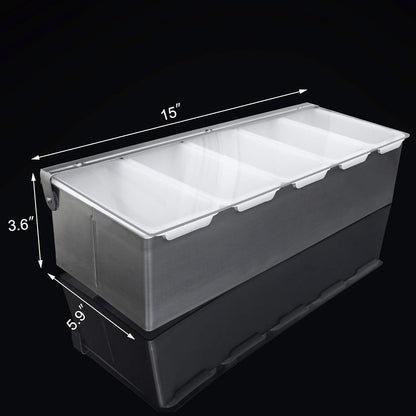 New Star Foodservice 48032 Stainless Steel Condiment Dispenser with 5 Compartments (No Ice Tray)