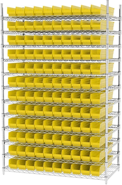 Akro-Mils 30124 Plastic Shelf Bins, Heavy Duty Storage Bins for Garage, Closet, and Drawer Organization, 24-Inch x 4-Inch x 4-Inch, Clear, 12-Pack