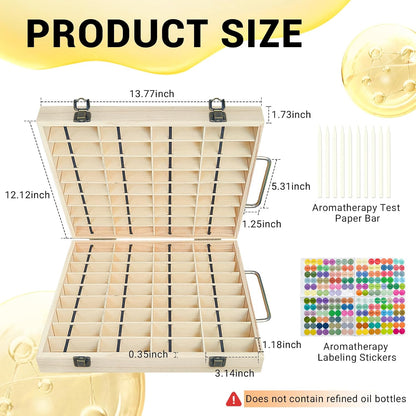 Pure Vie Essential Oil Bamboo Storage Box Travel Display Presentation, Holds 26 Bottles for 5, 10, 15ml - Aromatherapy Organizer Nail Polish Fragrance Container - Keep Your Oils Safe & Space Saver
