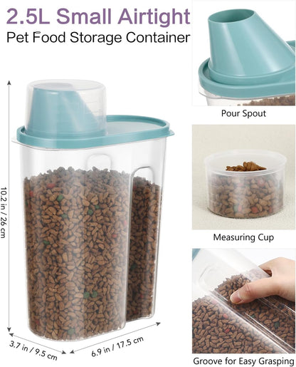 ANVS Airtight Collapsible Pet Food Container With Casters, Scoop and Small Container - Keeps Up To 20lbs Dry Dog Food Fresh (Grey)