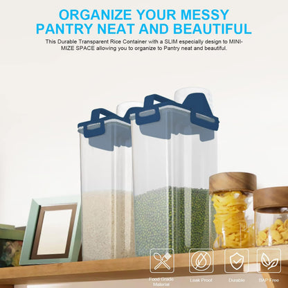 Uppetly Rice Airtight Dry Food Storage Containers, BPA Free Plastic Storage Bin Dispenser with Pourable Spout, Measuring cup for Cereal, Flour and Baking Supplies, Include a Stainless Steel Whisk