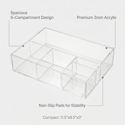 Coffee Bar Organizer for Countertop – Wooden Coffee Caddy with Compartments for Pods, Sugar Packets, and Accessories – Coffee Condiment Station Storage for Home and Office (Black)