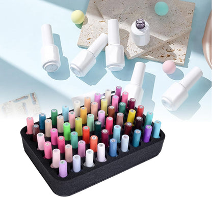 2 Pack Nail Polish Organizer Holder Foam Pad with Slots for Storage 60 Bottles (15ml/0.5fl.oz) Nail Polish or Essential Oil Tray for Drawers Black