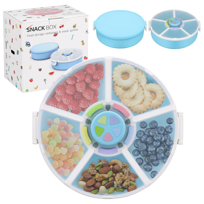 Pawtong Snack Rotator Container Reusable Snack Box with 5 Compartment Dispenser and Lid, Color Matching Opening Lid, BPA and PVC Free, for Home, School, Travel (Purple)