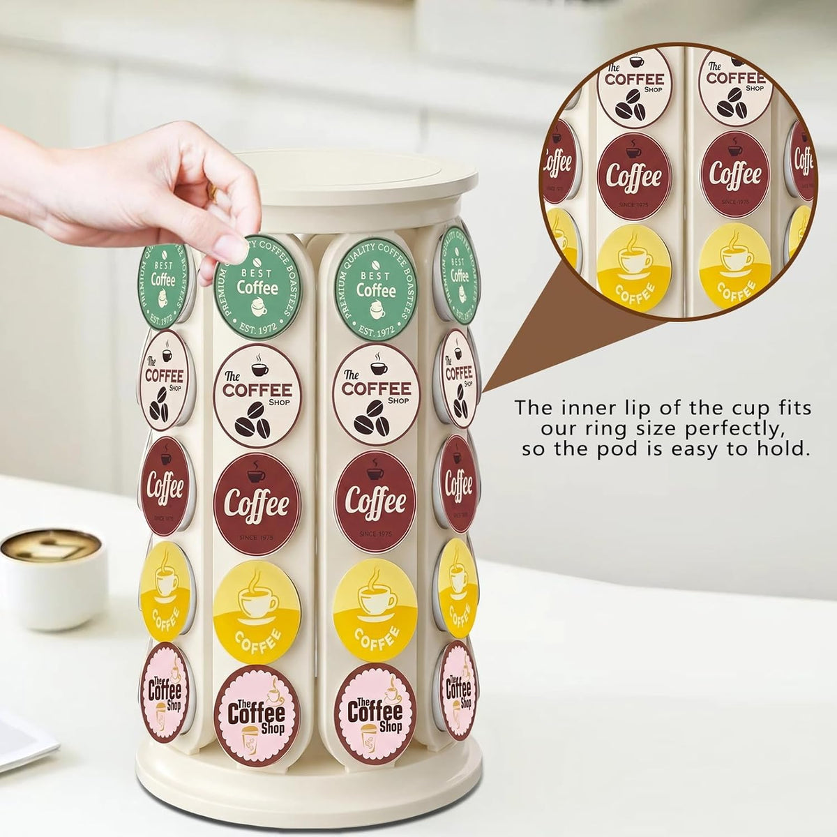 K Cup Holder, Coffee Pod Storage Carousel Holder Organizer Compatible with 40 Keurig K-Cup Pods, Home or Office Kitchen Counter Organizer