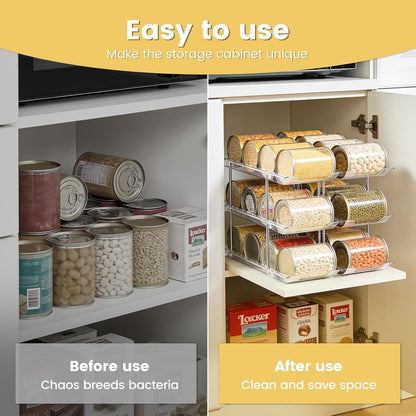 Can Organizer for Pantry, Stacking Can Storage Organizer Pantry, Automatic Can Rack for Fridge, 3Tire 3 Columns Can Holder for 36 Cans, Canned Goods Organizer Suitable for Cabinet Pantry Countertop