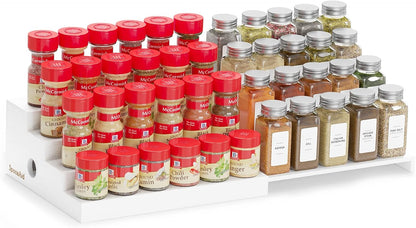 SpaceAid 4 Tier Bamboo Spice Rack Organizer for Cabinet, Kitchen Pantry Spices Storage Rack for Cabinets Organization, Home Seasoning Tiered Can Goods Racks Wood Shelf Organizers (4 Tier, Natural)
