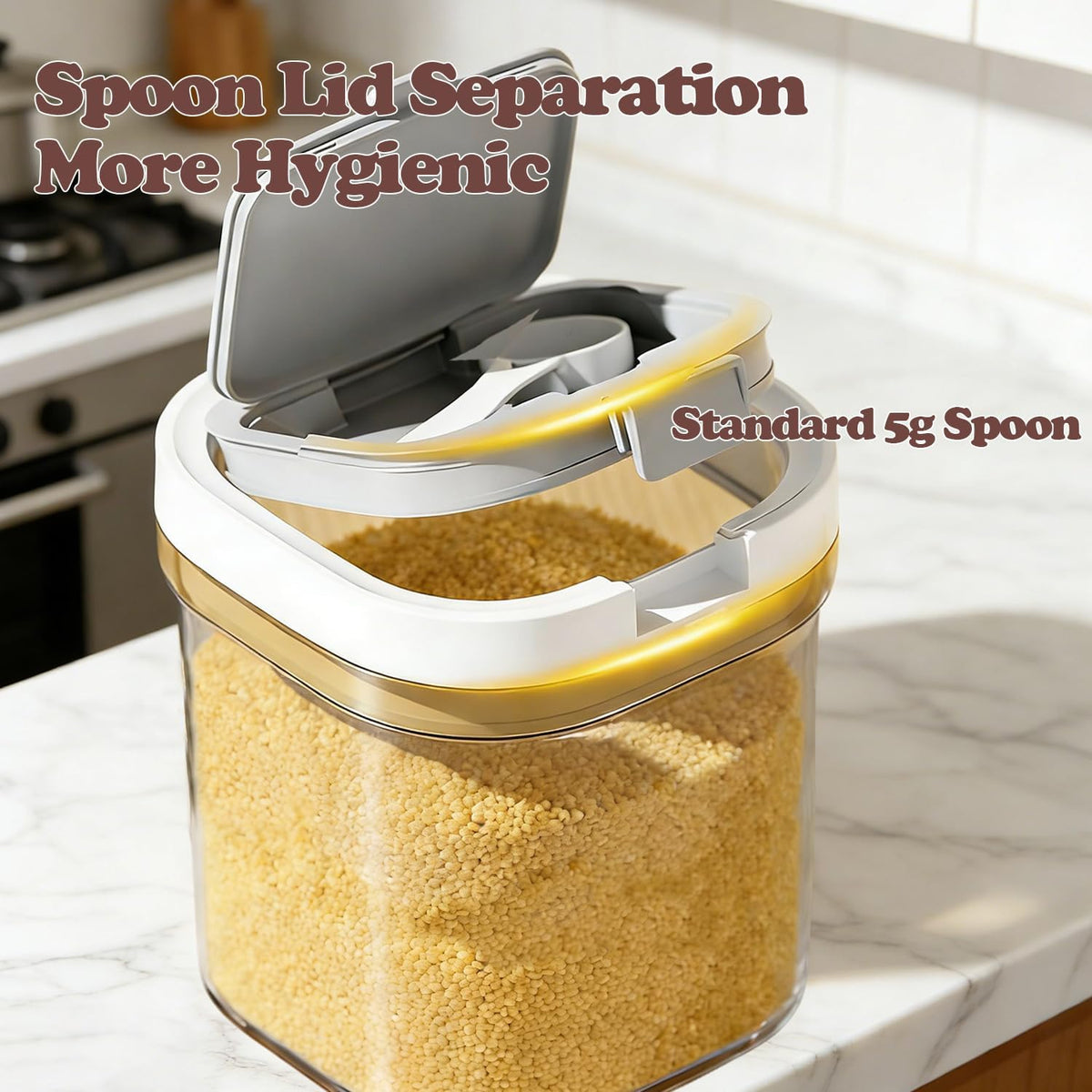 Airtight Food Storage Container with Spoon, 800ML Transparent Milk Powder Container, Moisture Proof Sugar Canister for Protein Powder, Sugar, Flour, Cereal